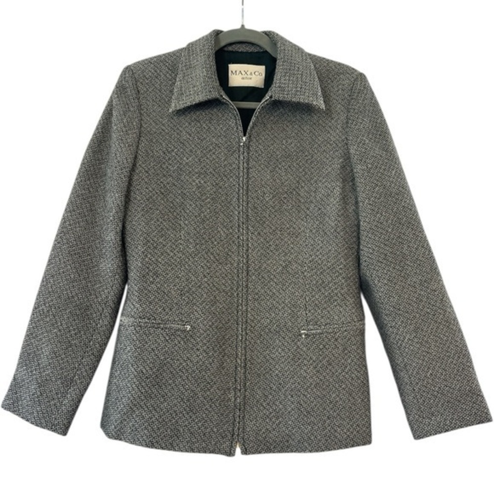Max and Co. Active Herringbone Wool Blazer Jacket Size 42
